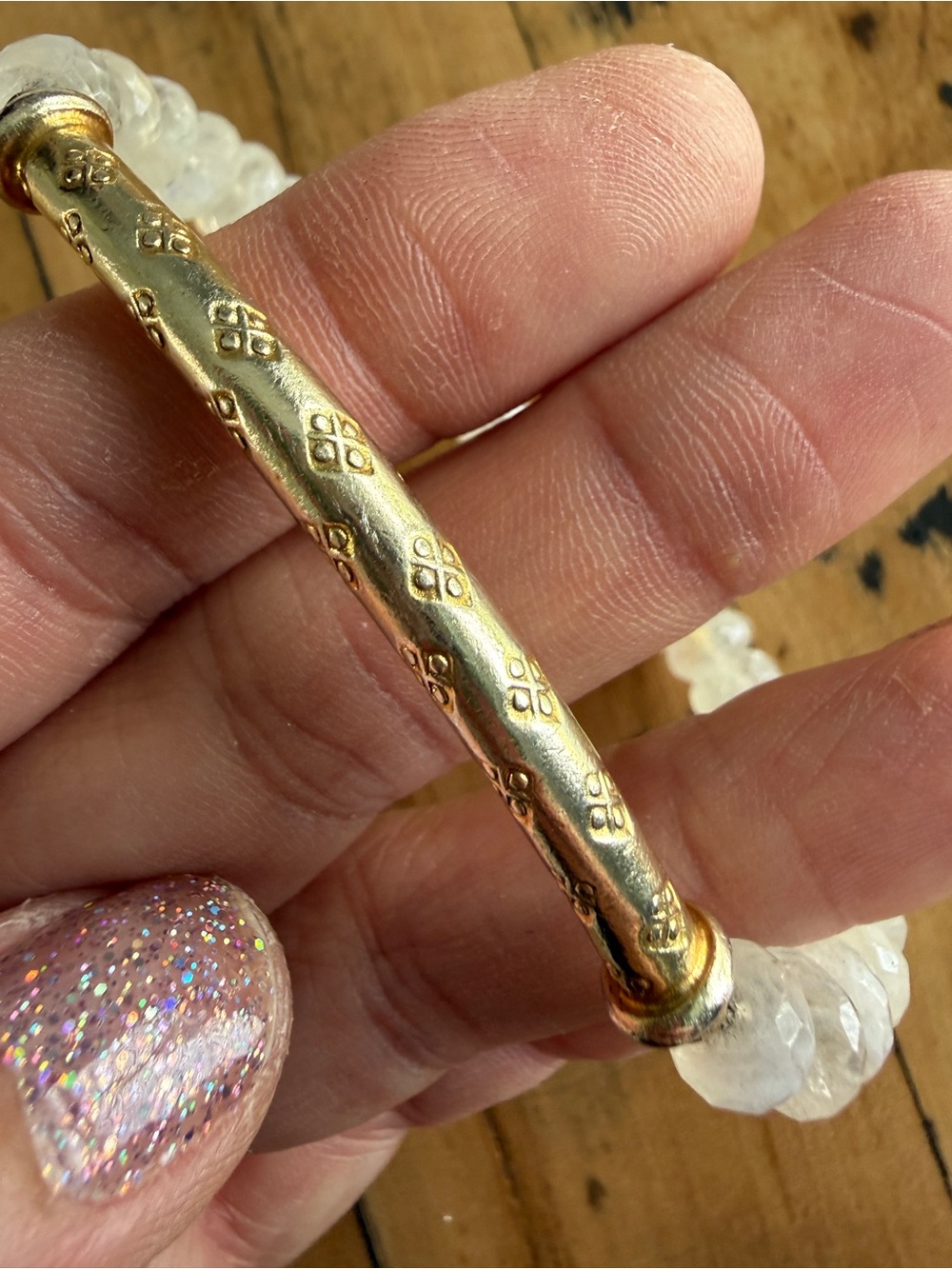 Sundance Faceted Moonstone Beaded Bracelet with Gold Curved Bar - Picture 6 of 6